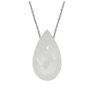[R3009] - Silberkette 'Meghan' silberner Mondstein (Rhodium) - 15 x 8 mm