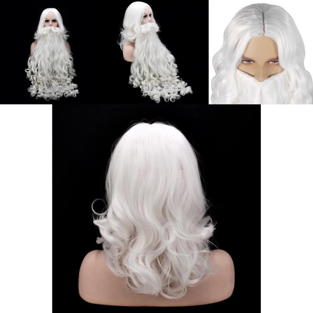 Christmas Santa Claus Beard Wig Adult Cosplay Costume Accessory High Quality Heat Resistant Synthetic Fiber
