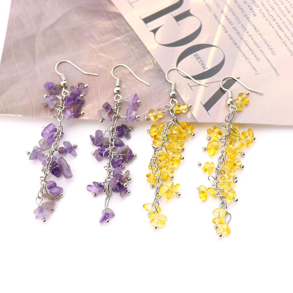 Natural Crystal Stone Handmade Tassel Earrings - Tiktok Live E75