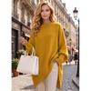 Womens Loose Fit Pullover Sweater Solid Color Long Sleeve Round Neck Knit Top Fall 2025