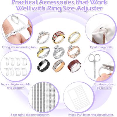Ring Size Adjuster Set for Loose Rings Invisible Plastic Reducer Tightener Comfortable Sizing Strips Accessories