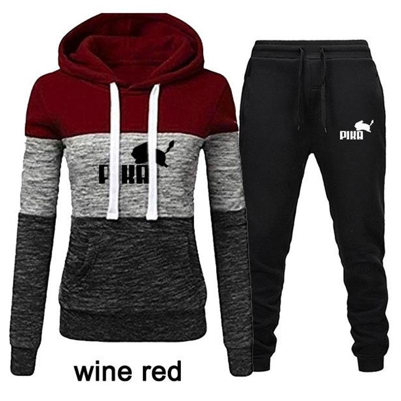 2 Stücke Trainingsanzüge Frauen Mode Farbe Patchwork Trainingsanzug Weibliche Lange Hülse Hoodies Sweatshirt und Jogginghose