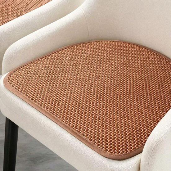 Handwoven Rattan Seat Cushion, Summer Breathable Square Chair Mat, Anti-slip Cooling Sitting Pad for Dining & Office Chairs