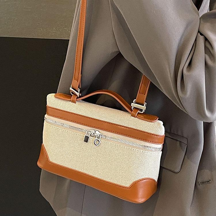Spring And Summer Fashion Niche Bag Women'S Shoulder Messenger Canvas Bag High-End Portable Lunch Box Bag Niche