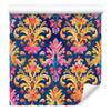 Baroque Damask Wallpaper Blue and Gold for Living Room and Bedroom 50x1000