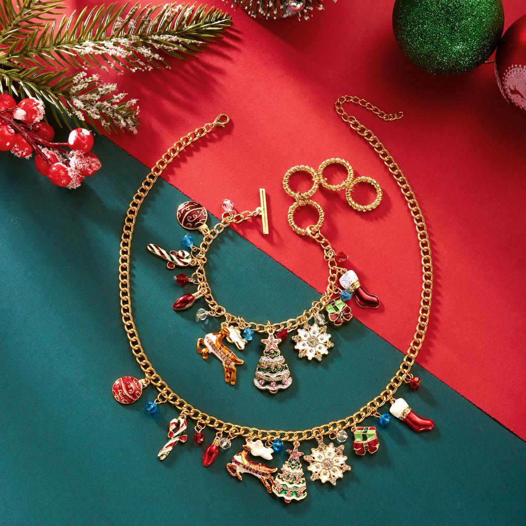 Festive Christmas Animal Jewelry Collection With Zinc Alloy Chains And Seasonal Charms For Men Women