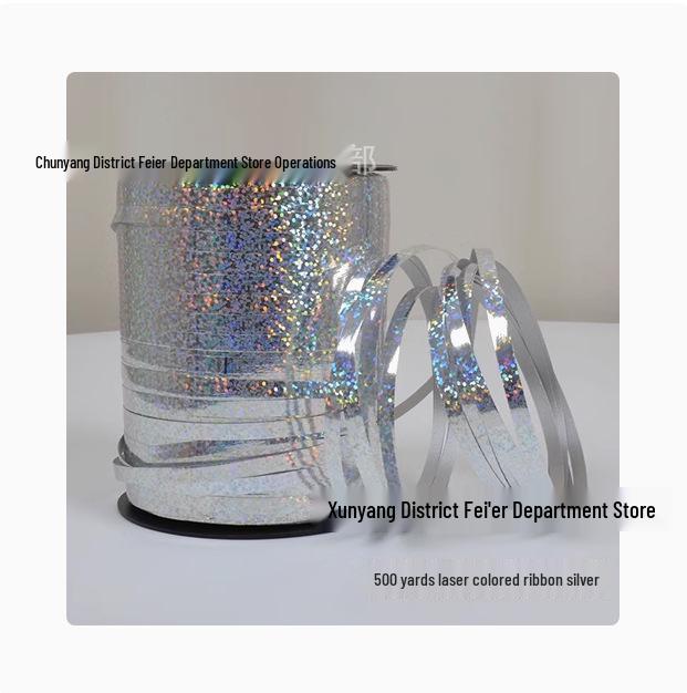 Balloon Accessories: 500-Yard Embossed Colored Ribbon, Metallic Balloon String, and Tying String.