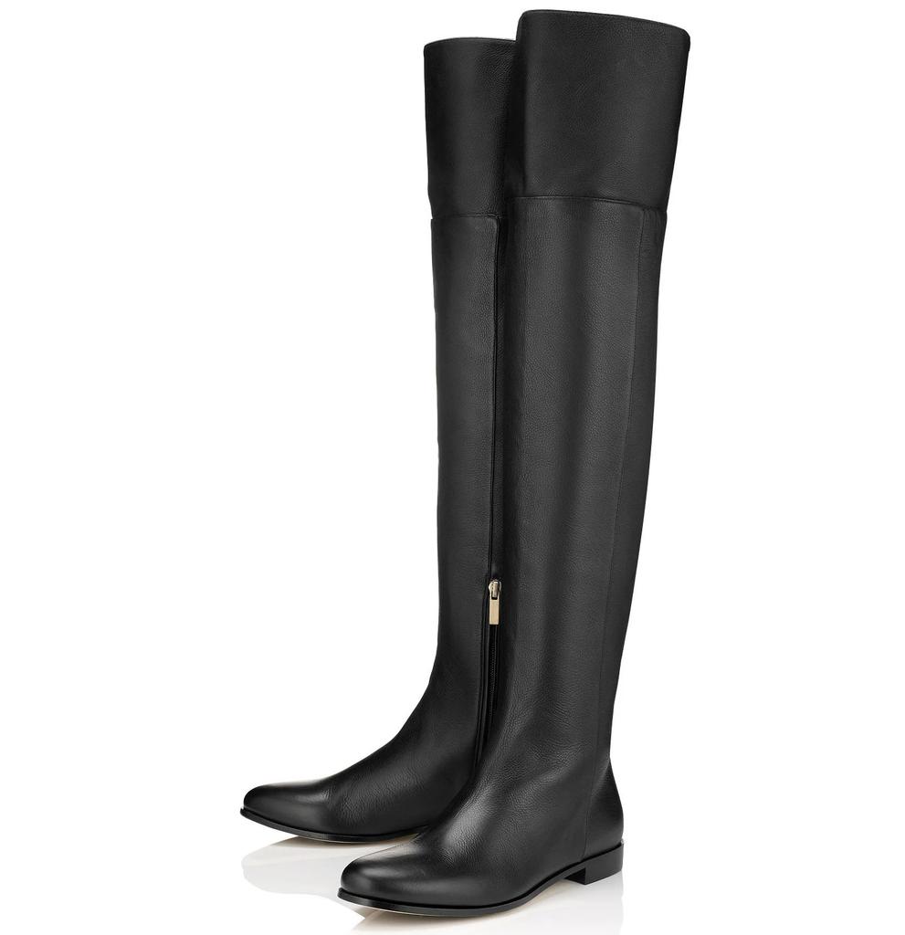 Fashion 2025 Winter Fashion Women Boots Black/brown Side Zipper Round Toe Square Heel Over The Knee Flat Boots Casual Knight Boots