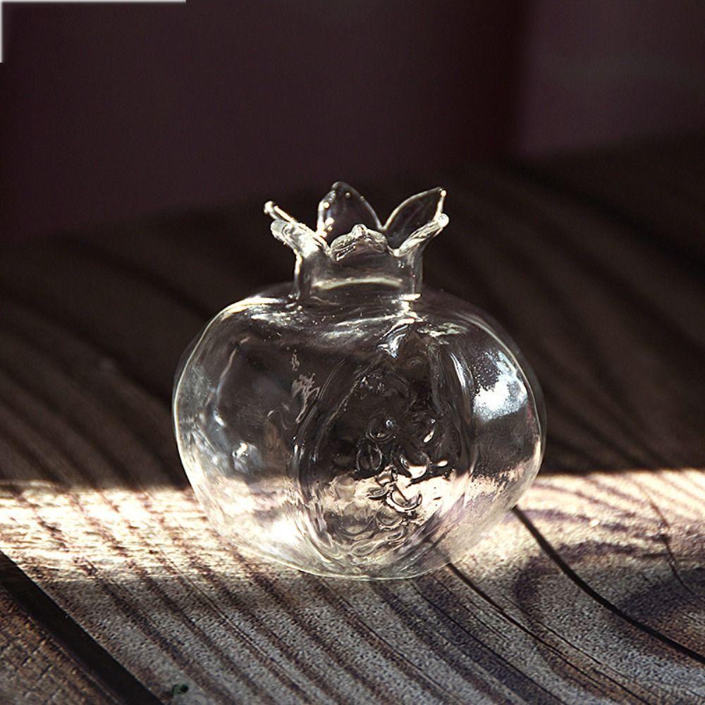 Red Hydroponic Flower Vase Pomegranate Fruit Vase Creative Pomegranate Glass Vase  Desktop
