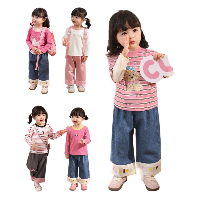 LUSON Baby Girls  2025 Spring Straight-Leg Casual Pants 90