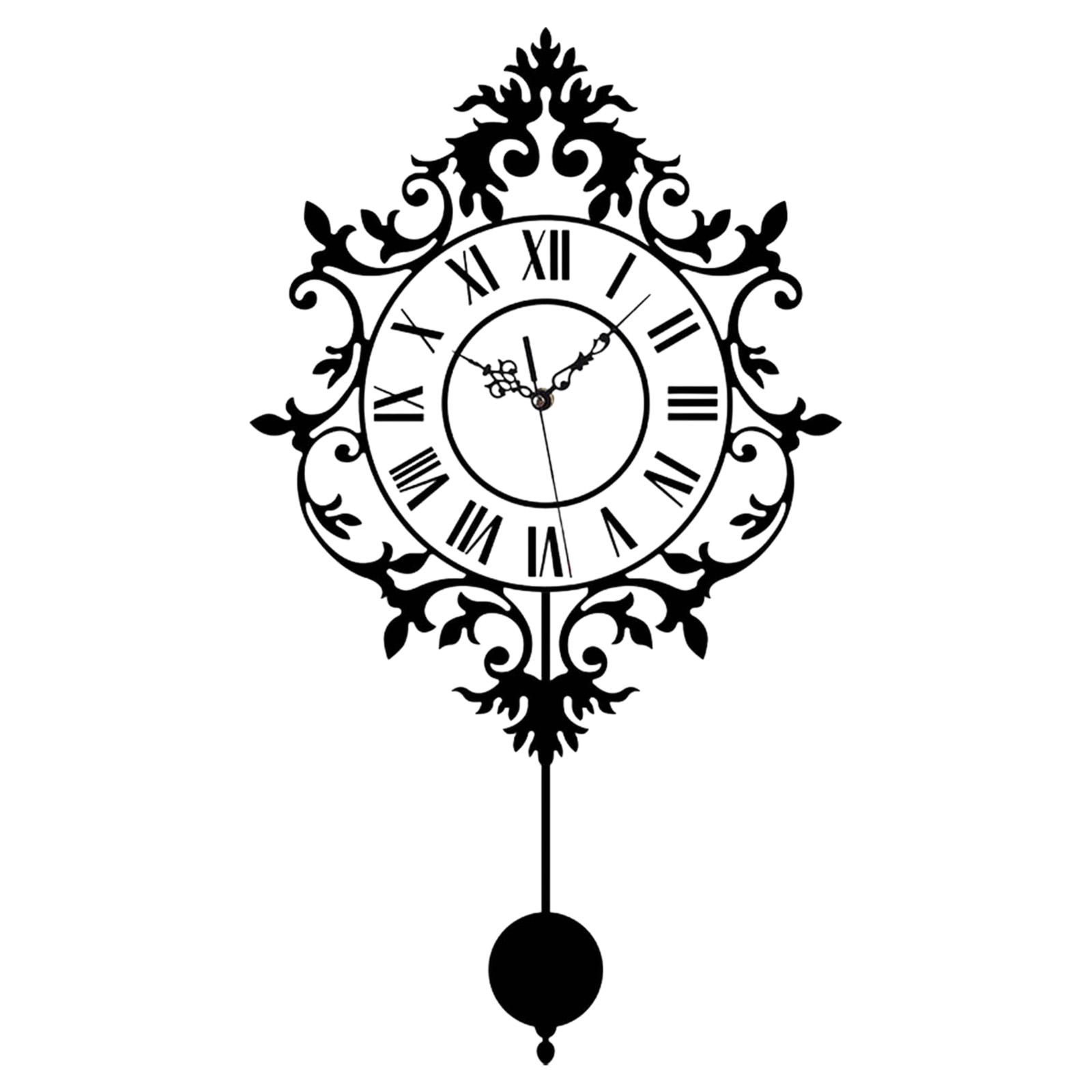 

Silent Pendulum Wall Clock Creative Wall Watch Clock Gift Hanging Clock Roman Numerals, for Kitchen House Living Room Decoration чорний