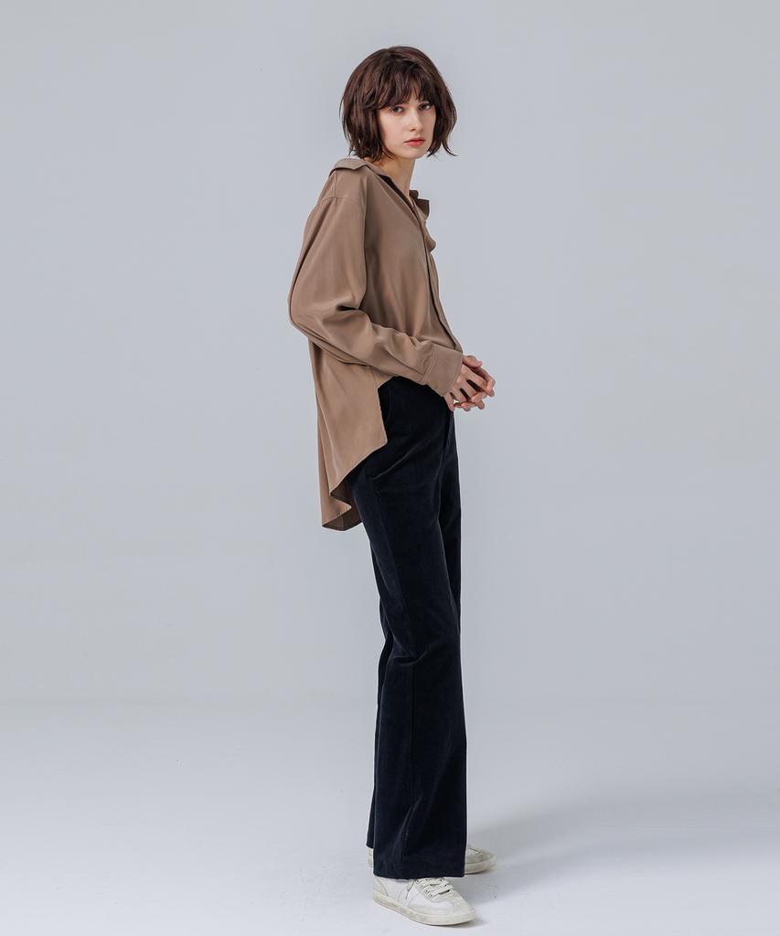 PAGE Corduroy Semi-Bootcut Pants_Black
