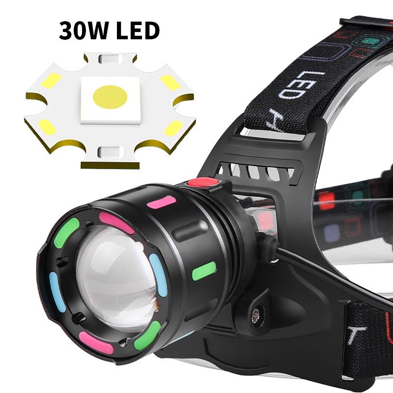 White Laser Zoomable Headlamp Rechargeable Long Distance Beam Headlight for Night Fishing Hiking