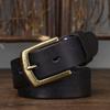 Belt Men's Thick Retro Vegetable Tanned Cow Leather Brass Buckle Belt Men's Casual Rough Fashion
