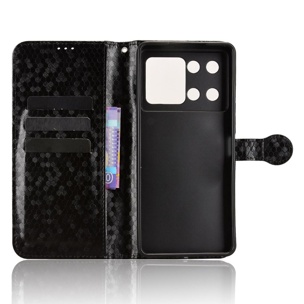 For Cubot P90 Wallet Case Dot Pattern Imprint PU Leather Phone Cover with Wrist Strap