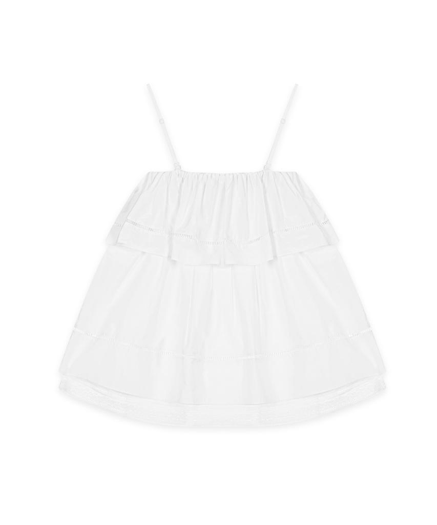 SINOON Double Flared Blouse & Skirt (White)