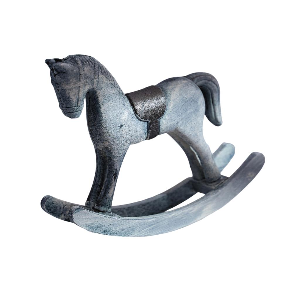 Wooden Craft Wooden Rocking Horse Wooden Horse Animal Figurines Desk Decor  Desktop Bar