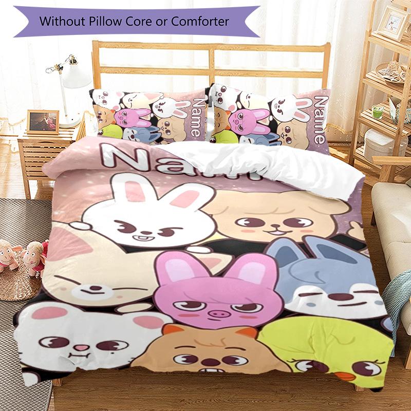 3pcs Kpop Team2 Cover Set - Personalized Name, HD Printed Bedding with 1 Cover and 2 Pillowcases - Perfect for Home Decor, Easy Care