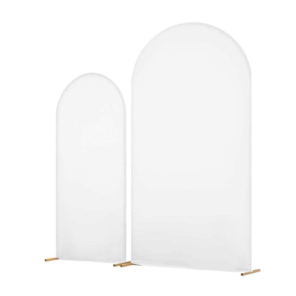 Arch Backdrop Stand, Set of 2, 2.2 m and 1.8 m, Stable Structure, Easy Assembly, Gold Metal Arch Backdrop Stand with Cover for Wedding, Birthday