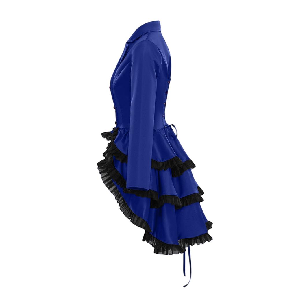Women's V-neck Low Cut Gothic Party Ball Dress With Lace And Double Breasted Cosplay Clothing