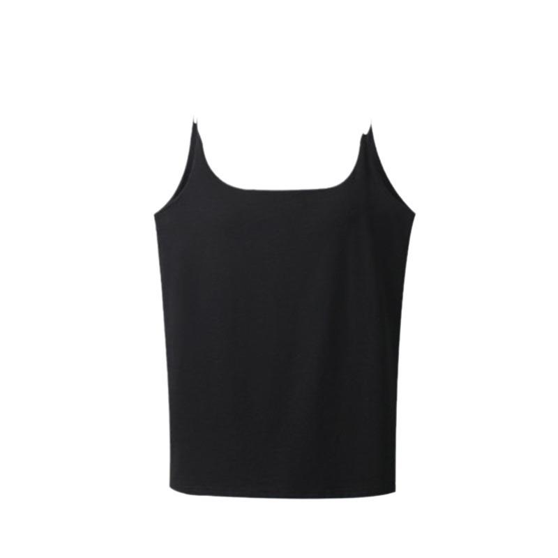 Women's Summer Spaghetti Strap Camisole with Chest Pads and Tight White Shorts