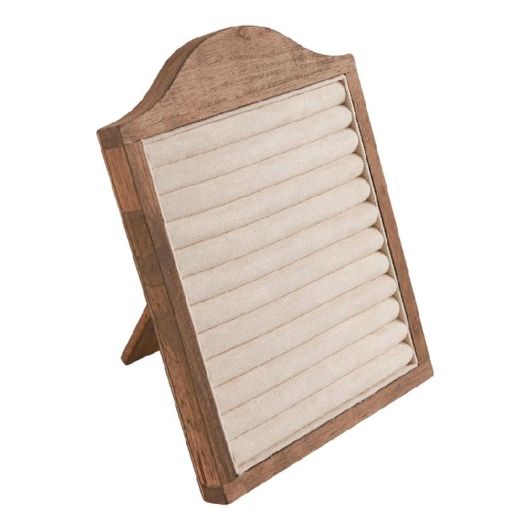 Flannel Lined Wood Rings Holder Display Stand For Secure Jewelry Presentation In Stores And Homes