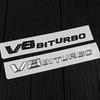 3d ABS Chrome Black Letters V8 BITURBO Logo Emblem Car Fender Side Stickers Badge For C63 E63 S63 GLC63 GLE63 G63 Accessories