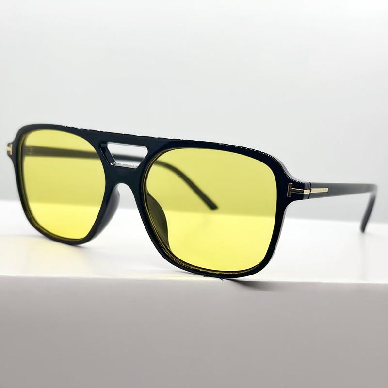 

Retro Double Bridge Square Sunglasses UV400 Multicolor Fashion Eyewear Trending Yellow/Blue Sun Glasses for Women And Men