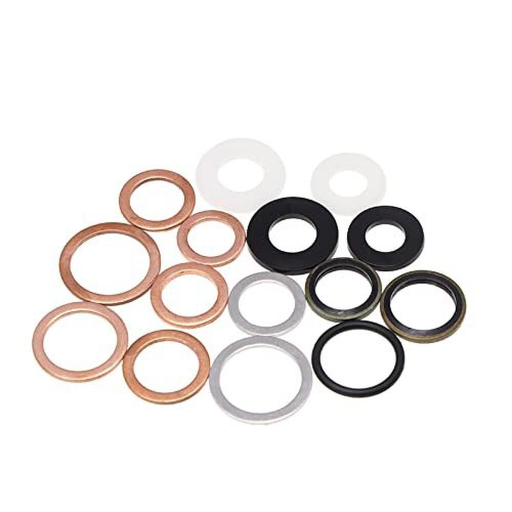 Boxed set of 190 copper mixed gaskets designed for automotive marine and household appliance sealing applications