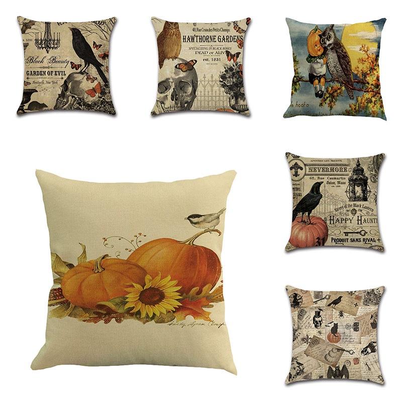 Happy Halloween Pillow Cases Linen Sofa Bedroom Office Cushion Cover Decor Home