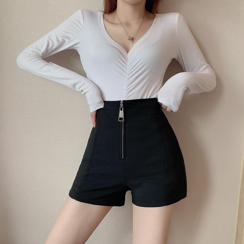 2025 Summer Plus Size High Waist Black A-Line Wide Leg Shorts for Women