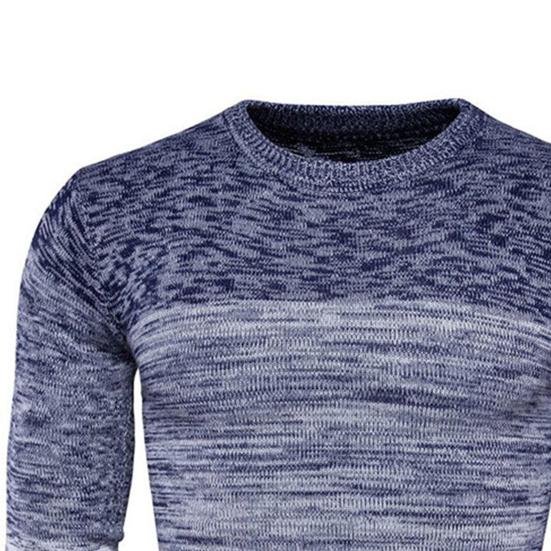 Long Sleeve Patchwork Men Sweater Autumn Winter O-Neck Stretchy Knitted Pullover Sweater Streetwear