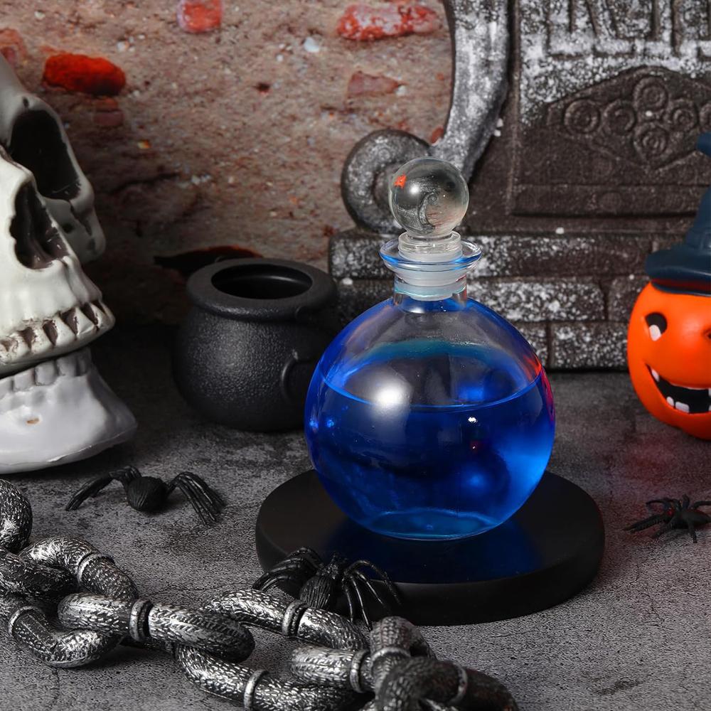 Glass Potion Bottles with Cork Clear Round Sand Art Bottles Witch Potion Jars Glass Sphere Jars for Household Dry Food Storage