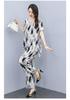 Women's Plus Size Summer Tie-Dye Cotton Linen Suit: Irregular Hem Top & Wide Leg Pants Two-Piece Set