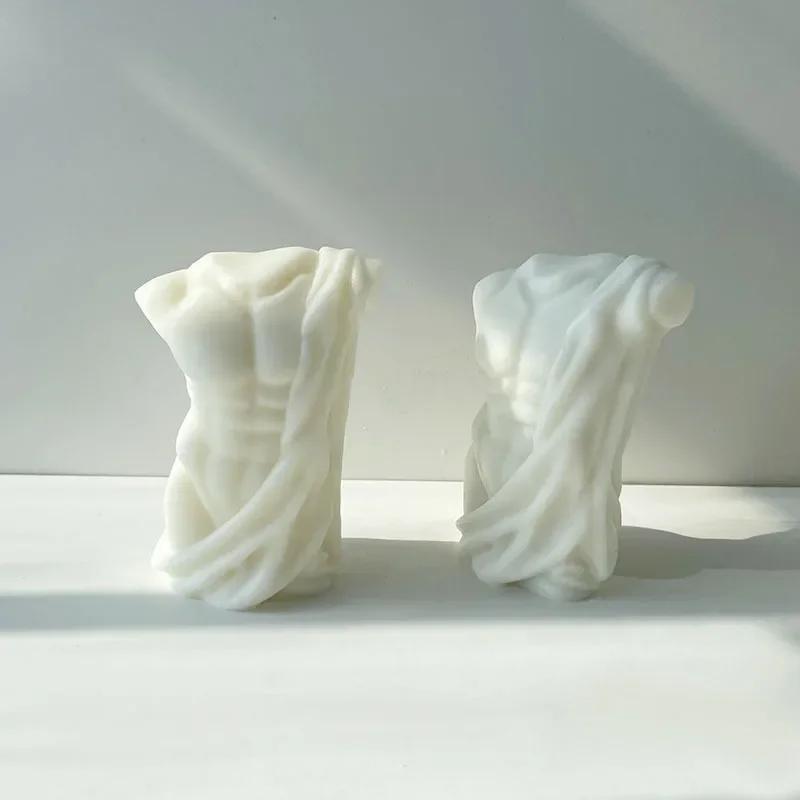 Sculpture Torso Mold Human Candle Mold DIY Body Abdominal Muscle Man's Statue Plaster Sculpture Male Silicone Mold