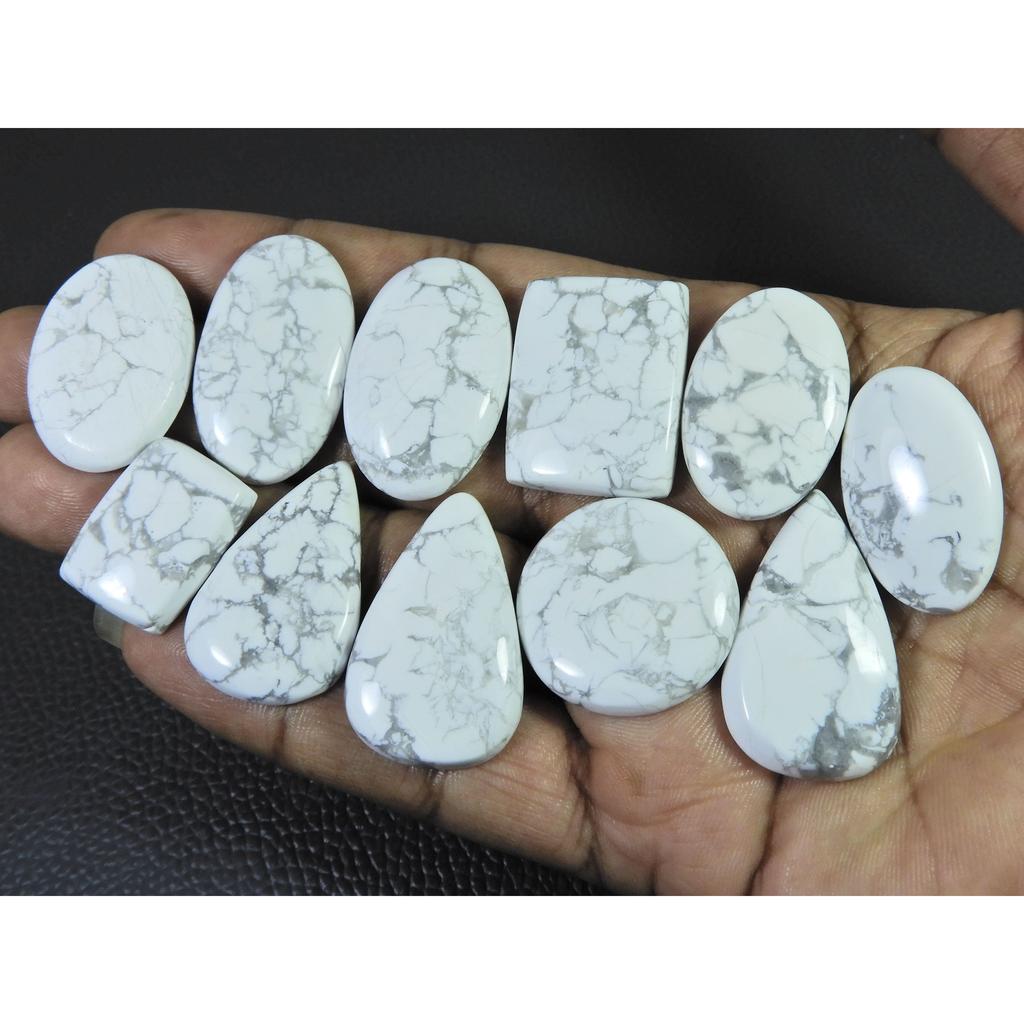 358Cts. Natural Howlite Mix Shape Cabachon Loose Gemstone 11 Pcs Lot C-2547