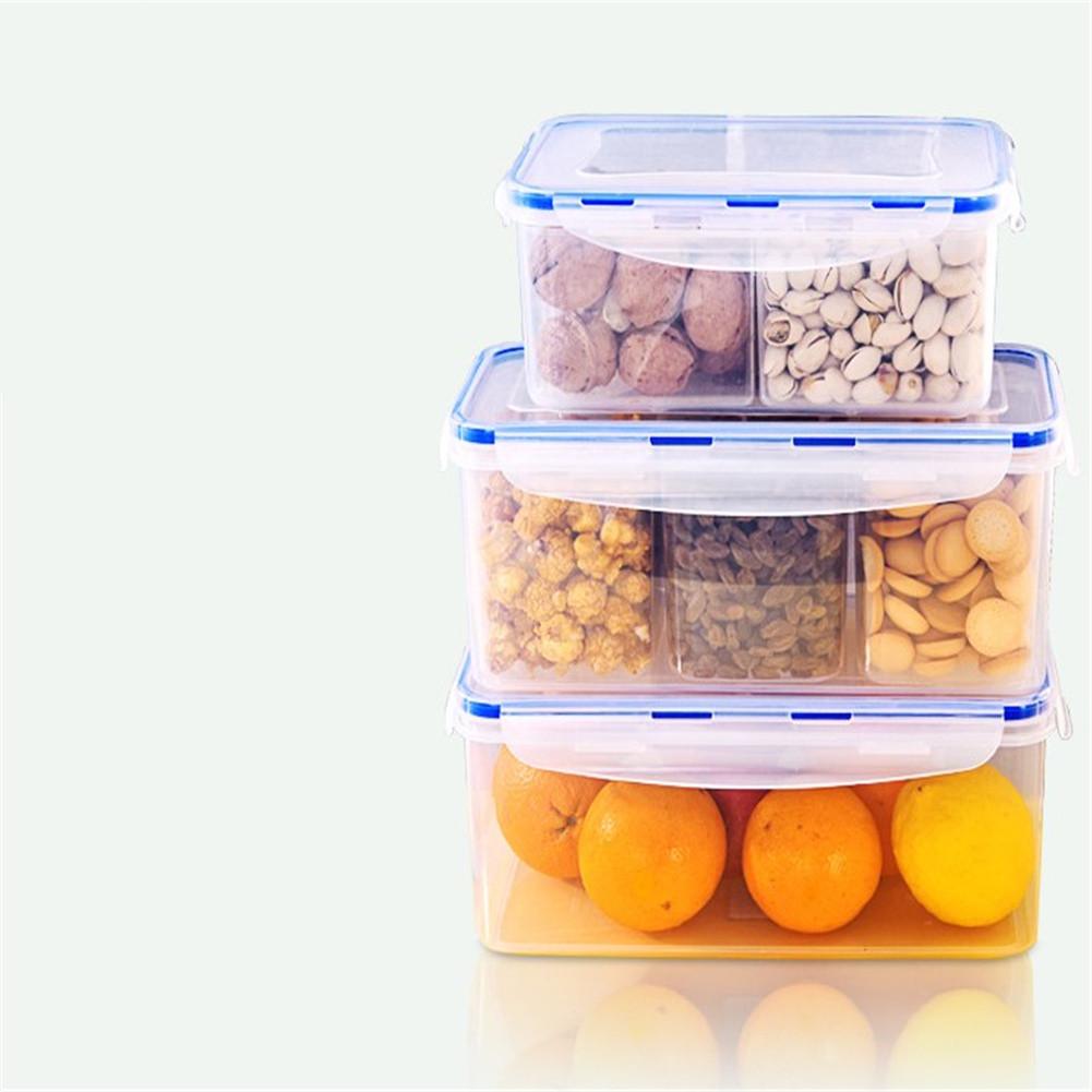 Caixa de Almoço Plástica Hermética Recipiente Alimentar Conservação Fresca Selado Quadrada para Micro-ondas