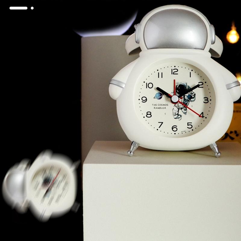 Creative Astronaut Alarm Clock Silent Non Ticking Bedside Clocks Battery Operated Bedroom Home Decorations Kids Boys Birthday G