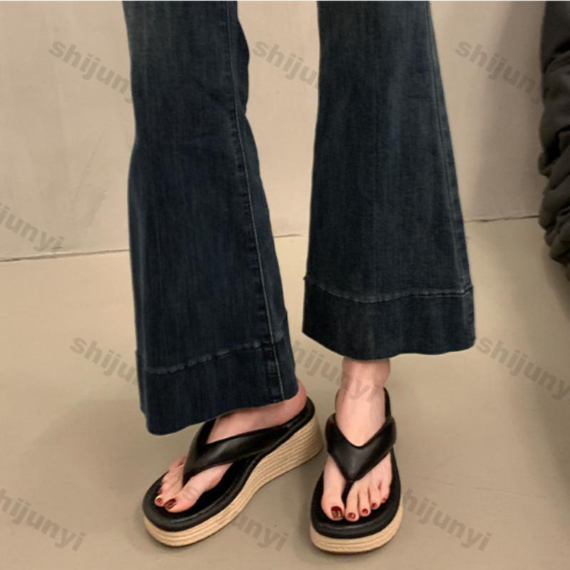 Women Shoes 2026 Summer New Fashion Comfortable Flip Flops Outdoor Height Increase Non Slip Wedge Sandals Women Beach Shoes