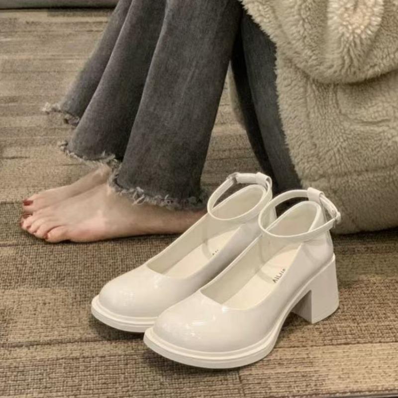 New Style Women's High-heeled Thick-soled Single Shoes and Leather Shoes Devotion