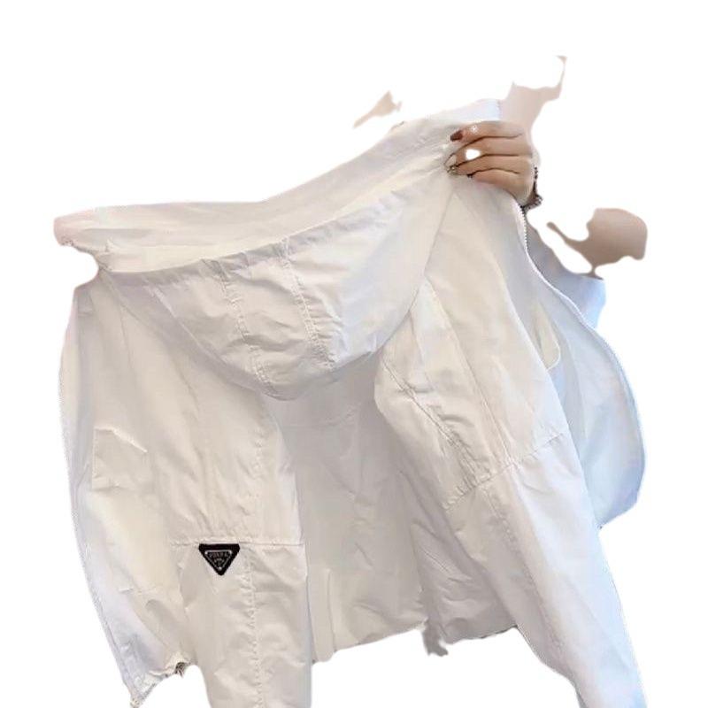 2023 Jachetă de vânt scurtă albă pentru femei: Trend casual european de primăvară/toamnă