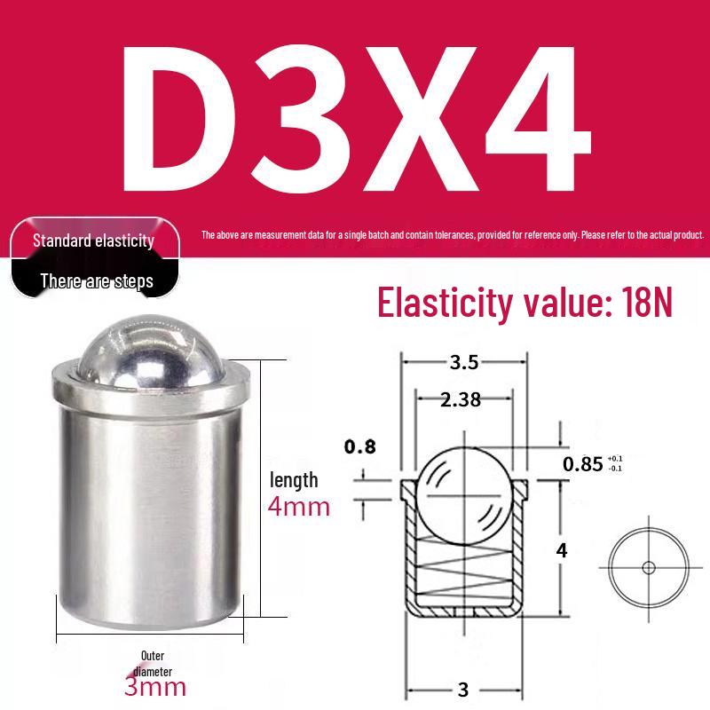 304 Stainless Steel Spring-Loaded Ball Plunger with Limit Screw