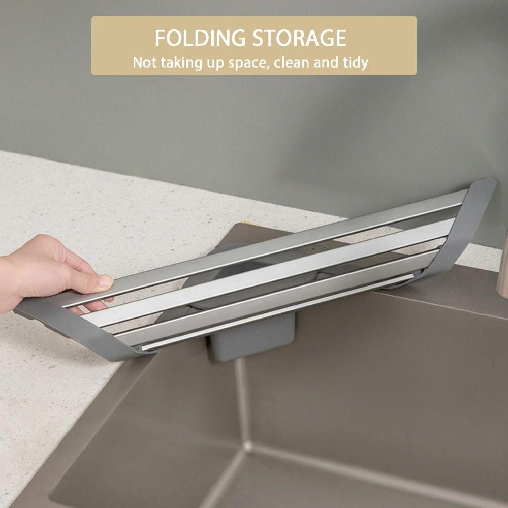 Durable Roll Up Corner Sink Rack Triangle Foldable Kitchen Sink Organizer Over the Sink Sink Drainer Kitchen