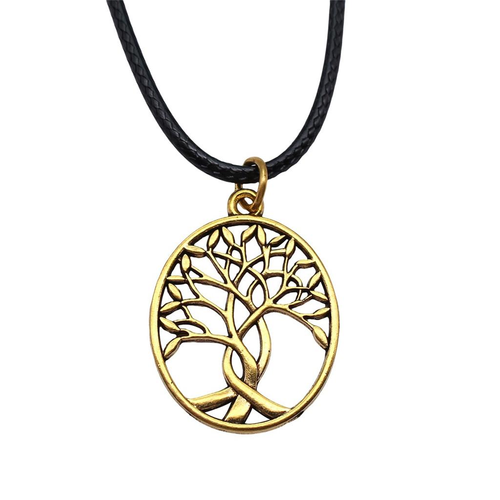 Antieke Levensboom Hanger Ketting Natuur Boho Statement Sieraden 45cm Leren Ketting