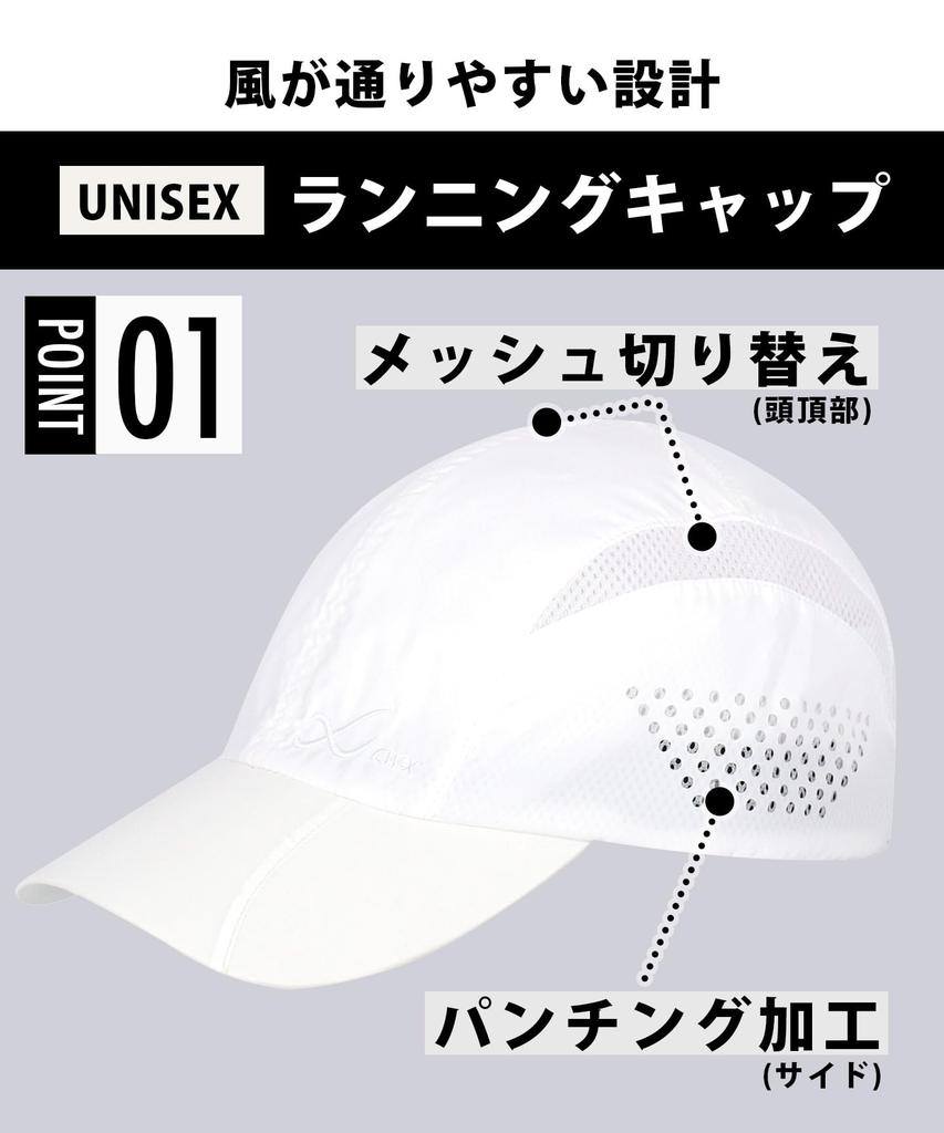 Casquette UNISEXE avec Bord Intérieur en Mesh et Panneau en Mesh à HYR430 Taille M CW-X (C-W-X/Wacoal) Haut, WH,