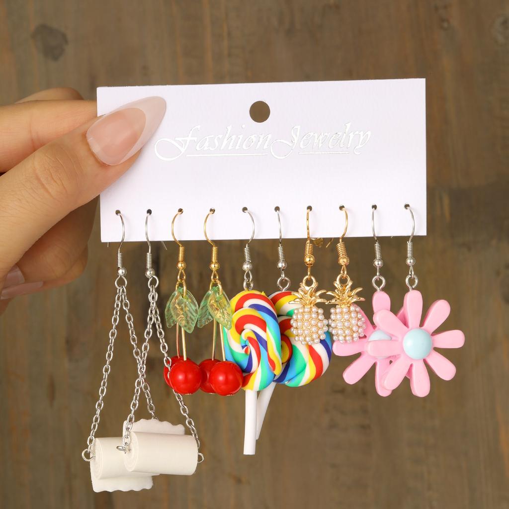 20 Pcs Cartoon Animal INS Earring Set For Women Simple Colorful Temperament Lovely Resin Fruit Drop Earring Trendy Jewelry Gifts