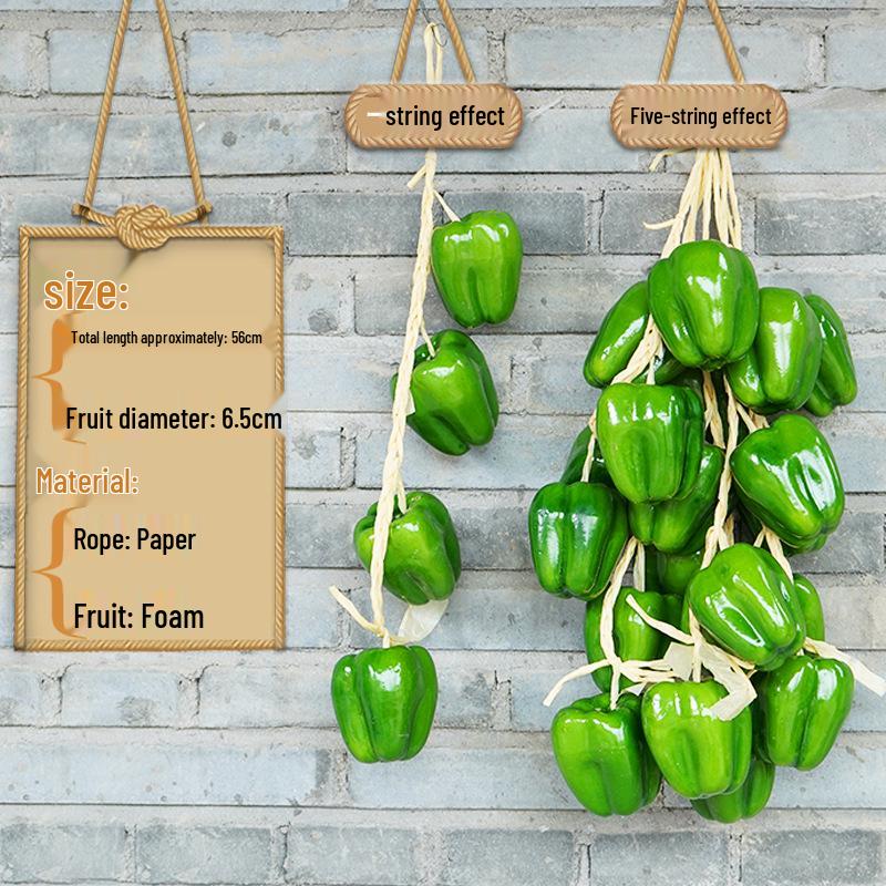Farmhouse Decor: Pepper, Corn, Garlic, Veggie Fruit Skewers with Hemp Rope