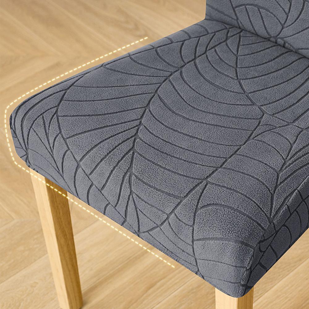 Blattader Muster Stuhlbezug Jacquard Weiche Stuhlsitzbezüge Esszimmer Flauschig Einfarbige Elastische Stuhlhülle Staubdicht