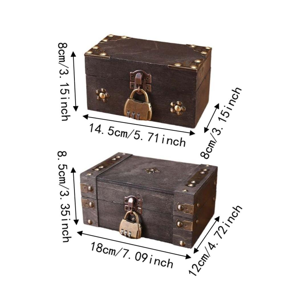 Vintage Jewelry Storage Box with a Lock Retro Style Desktop Organizer Collection Gift Box Home Use