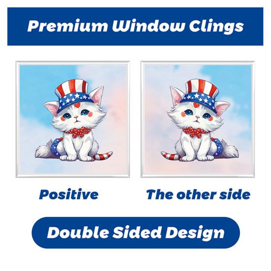 Yousheng 6Pcs Independence Day Static Stickers Easy to Apply Reusable Window Decals July 4th Indoor Outdoor Patriotic Decoration